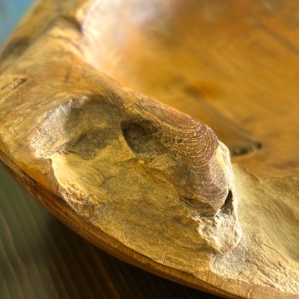 Large Raw Teak Root Wood Bowl, Made In Indonesia. - Picture 11 of 11